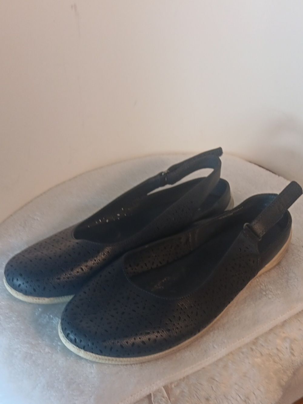BareTraps Navy Perforated Slingback Flats